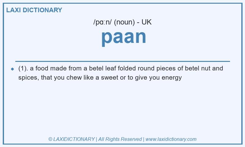 Definition paan in British English