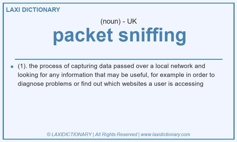Definition packet sniffing in British English