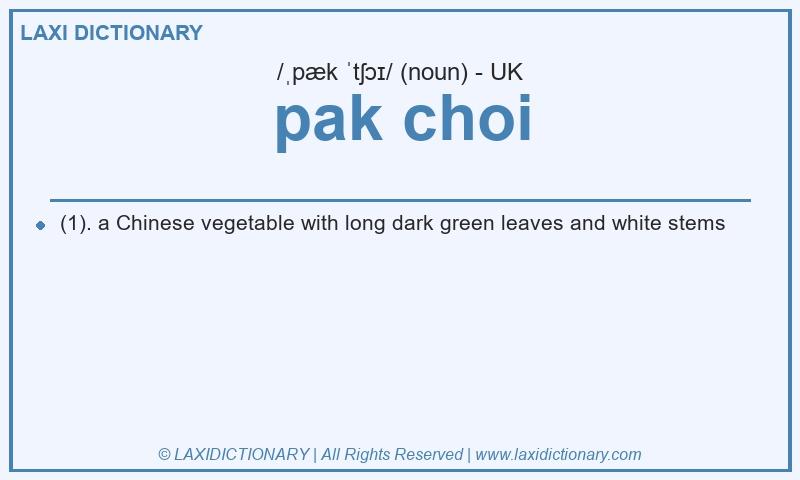 Definition pak choi in British English