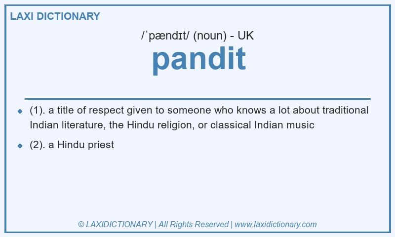 Definition pandit in British English