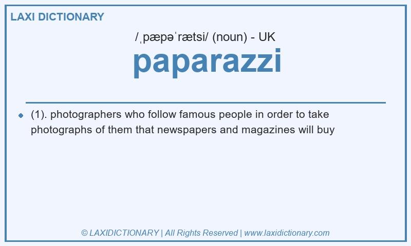Definition paparazzi in British English