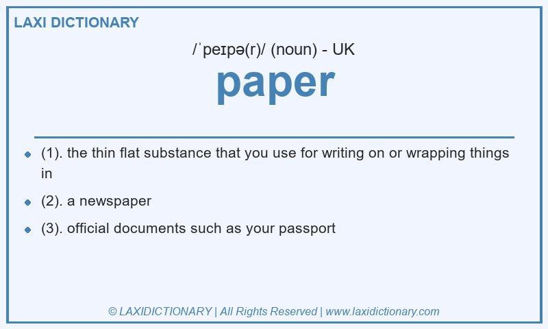 Definition paper in British English