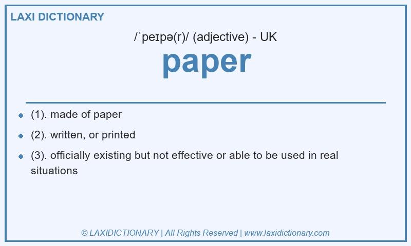 Definition paper in British English