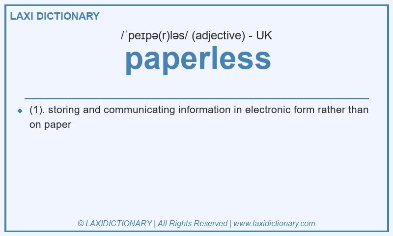 Definition paperless in British English