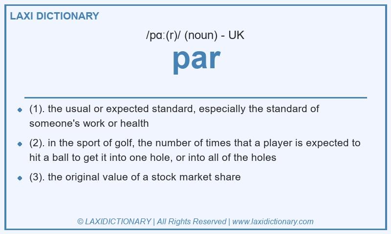 Definition par in British English