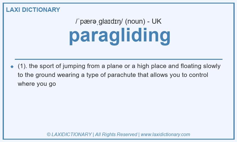 Definition paragliding in British English