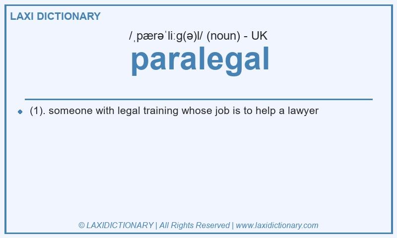 Definition paralegal in British English