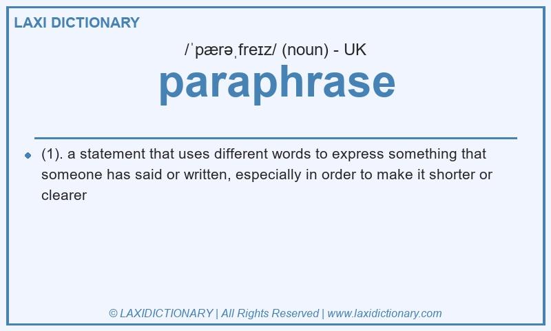 Definition paraphrase in British English