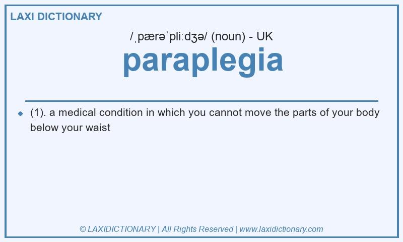 Definition paraplegia in British English