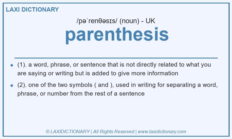 Definition parenthesis in British English