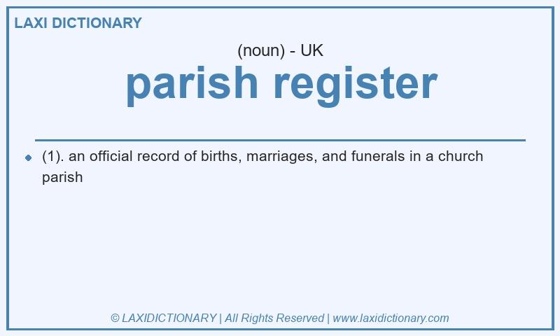 Definition parish register in British English