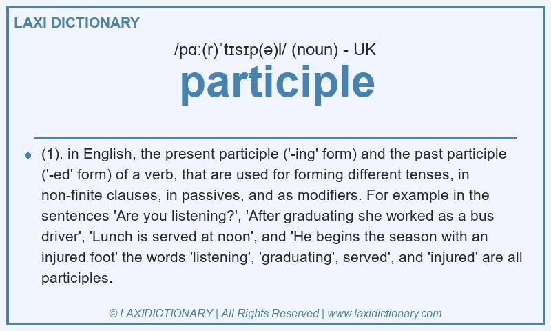 Definition participle in British English