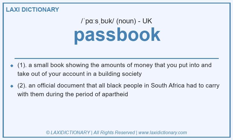 Definition passbook in British English