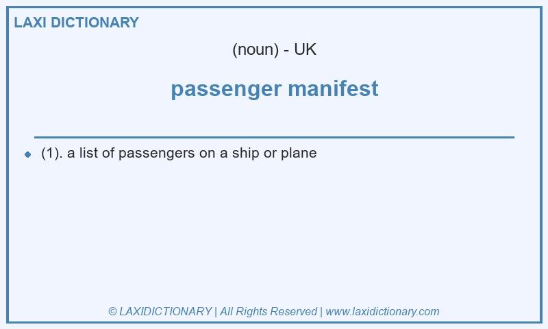 Definition passenger manifest in British English