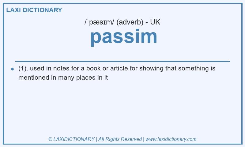 Definition passim in British English