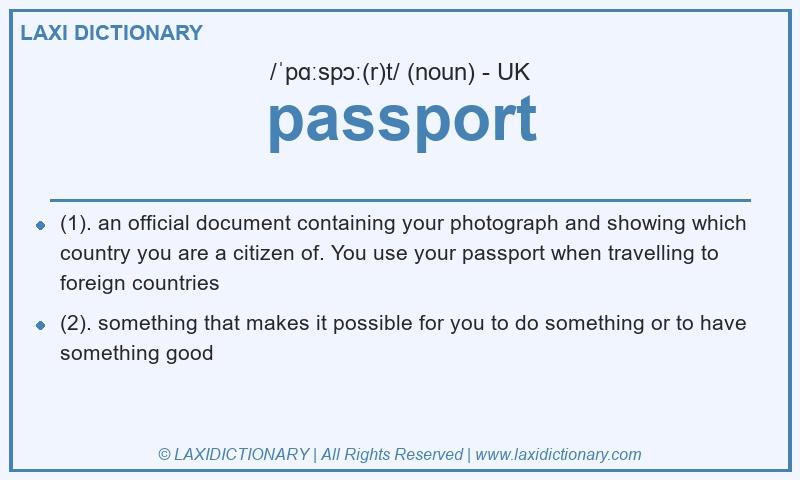 Definition passport in British English