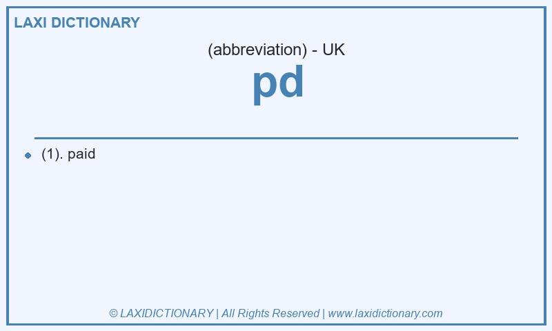 Definition pd in British English