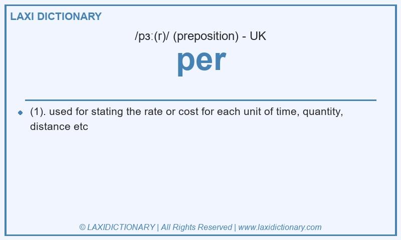 Definition per in British English
