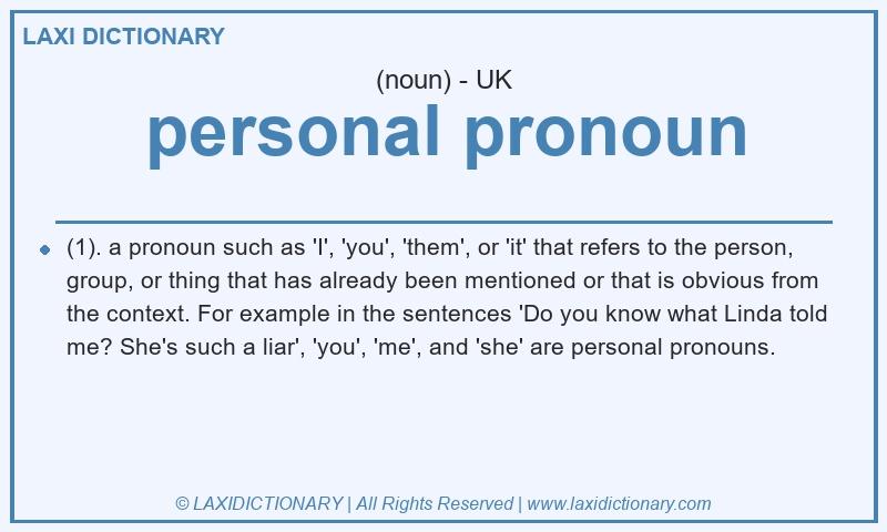 Definition personal pronoun in British English