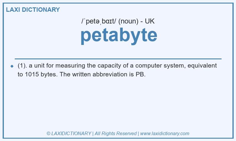 Definition petabyte in British English