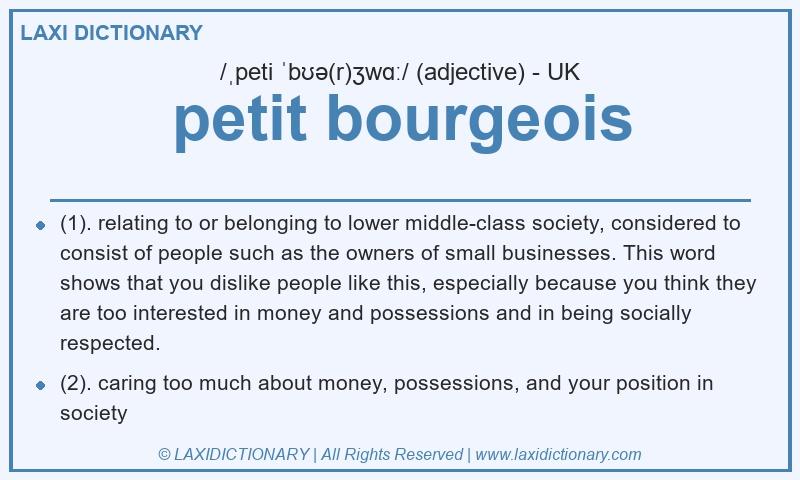 Definition petit bourgeois in British English