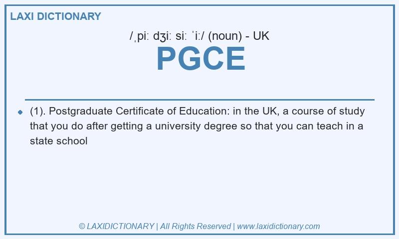 Definition PGCE in British English