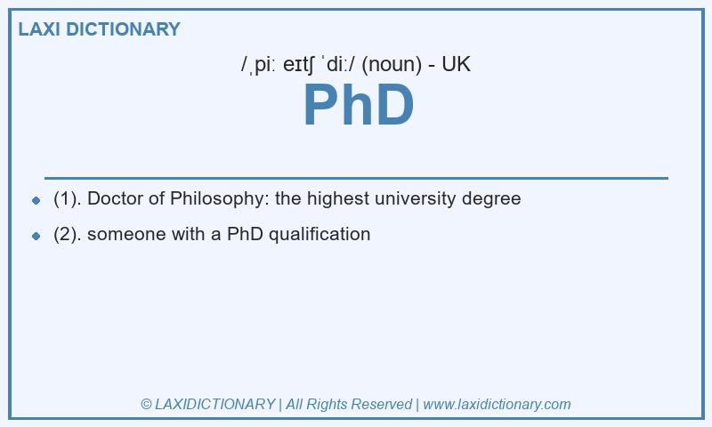 Definition PhD in British English