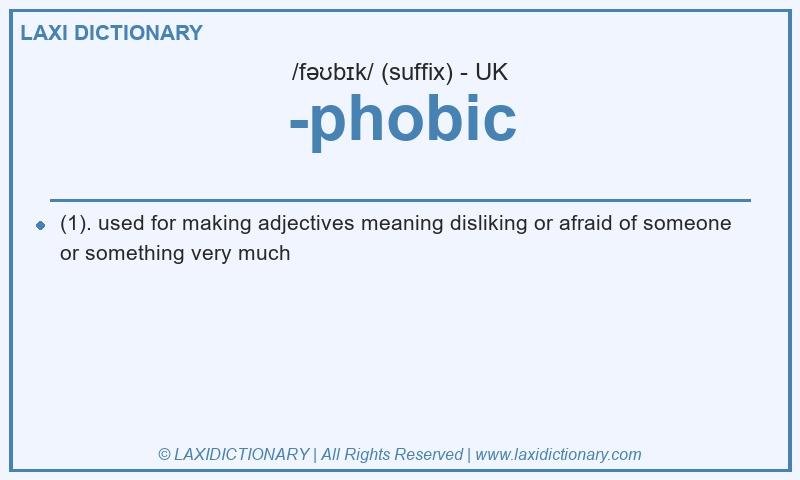 Definition -phobic in British English