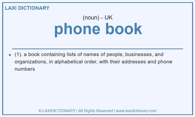 Definition phone book in British English