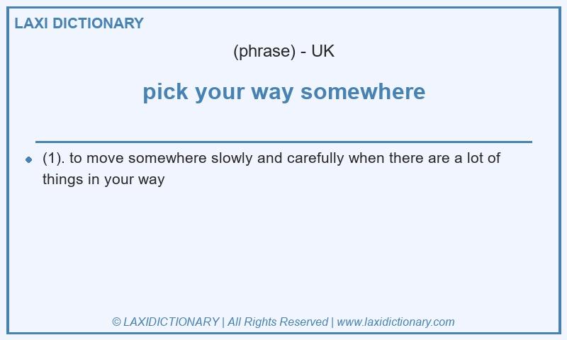 Definition pick your way somewhere in British English