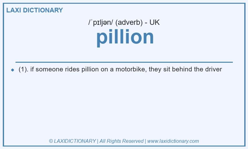 Definition pillion in British English