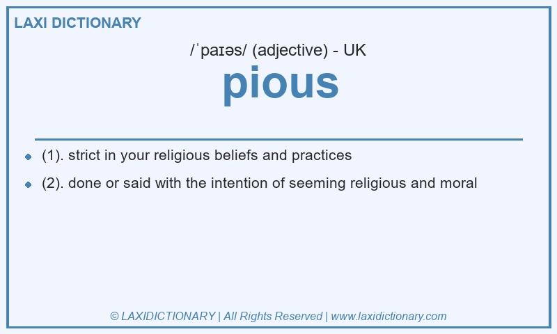 Definition pious in British English