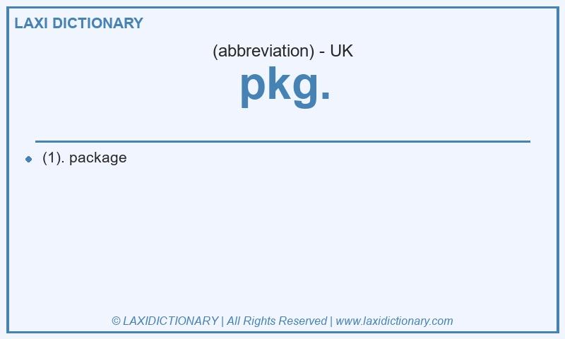 Definition pkg. in British English
