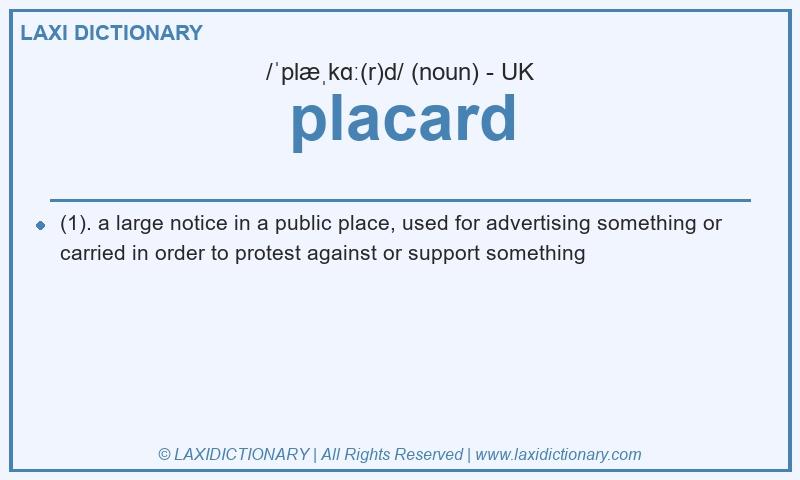 Definition placard in British English