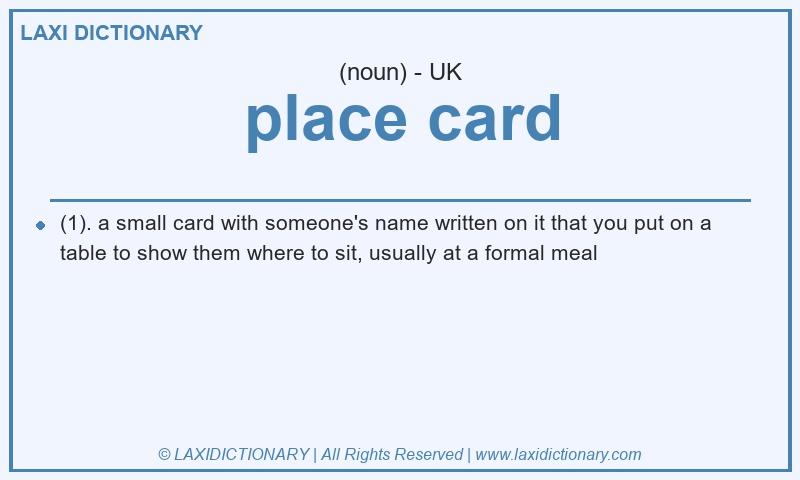 Definition place card in British English