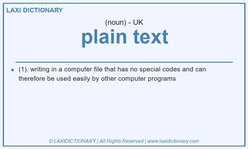 Definition plain text in British English