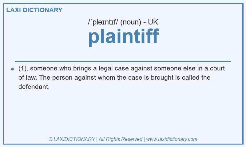 Definition plaintiff in British English