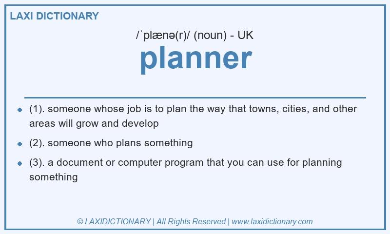 Definition planner in British English