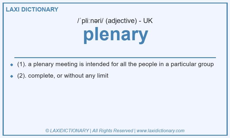 Definition plenary in British English