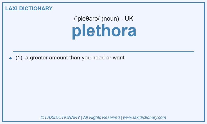 Definition plethora in British English