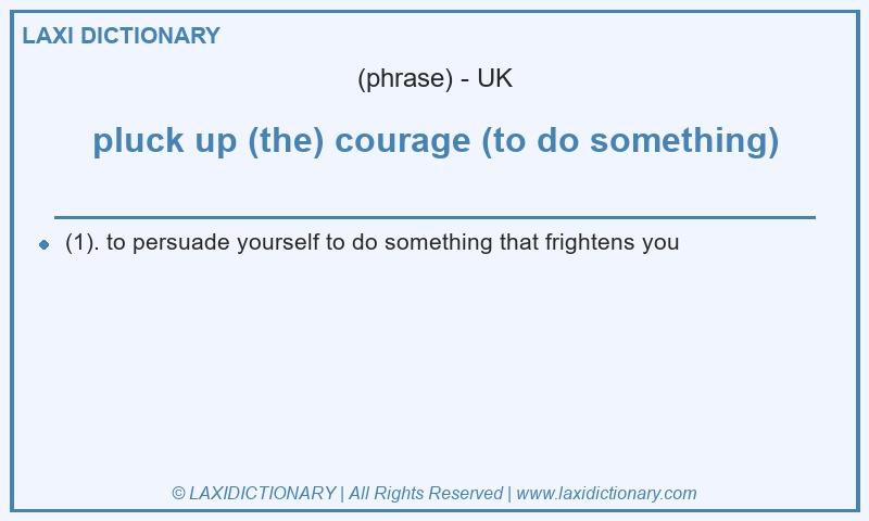 Definition pluck up (the) courage (to do something) in British English