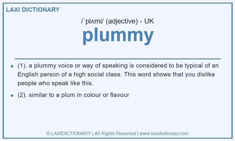 Definition plummy in British English