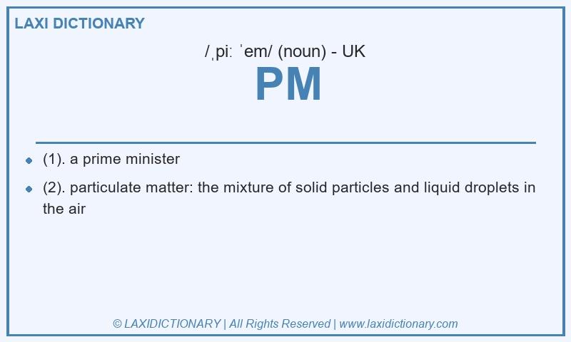 Definition PM in British English