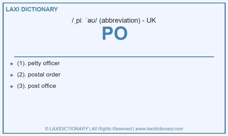 Definition PO in British English