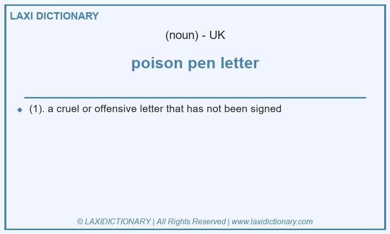 Definition poison pen letter in British English