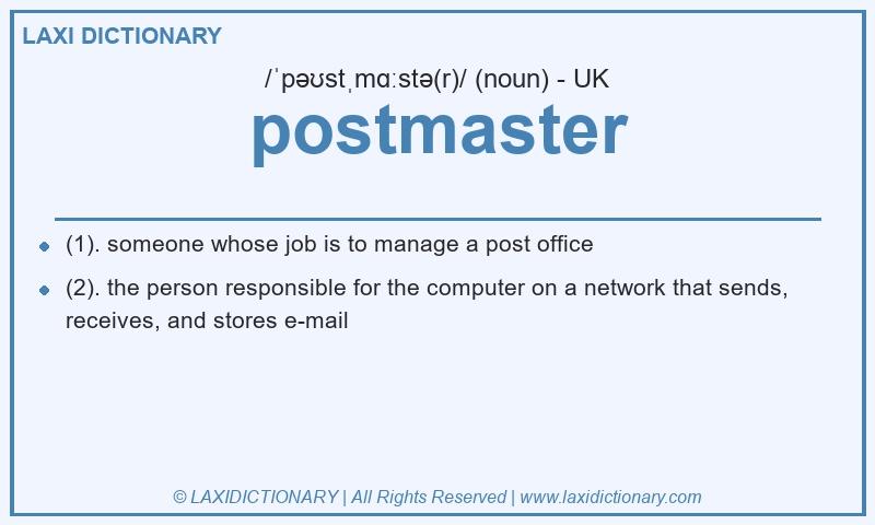 Definition postmaster in British English