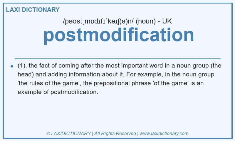 Definition postmodification in British English