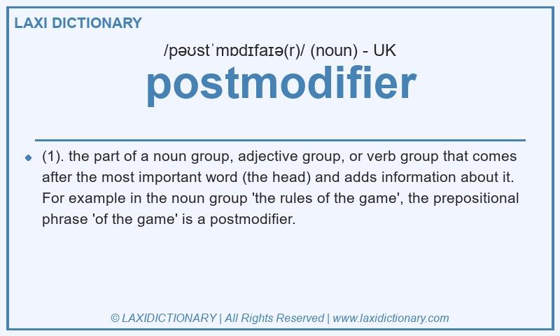 Definition postmodifier in British English