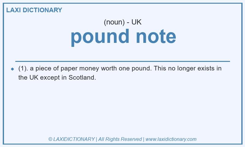 Definition pound note in British English