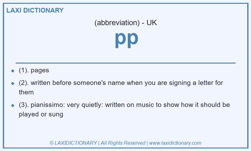 Definition pp in British English